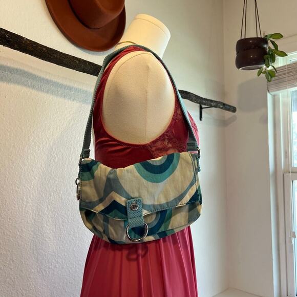 Kipling Blue Mod Swirl Print Slim Canvas Shoulder Bag - Picture 2 of 13